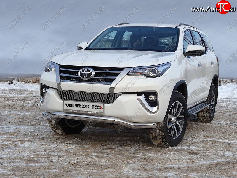 29 599 р. Защита переднего бампера волна d76,1 мм ТСС Тюнинг  Toyota Fortuner  AN160 (2015-2020) дорестайлинг (нержавейка)  с доставкой в г. Краснодар