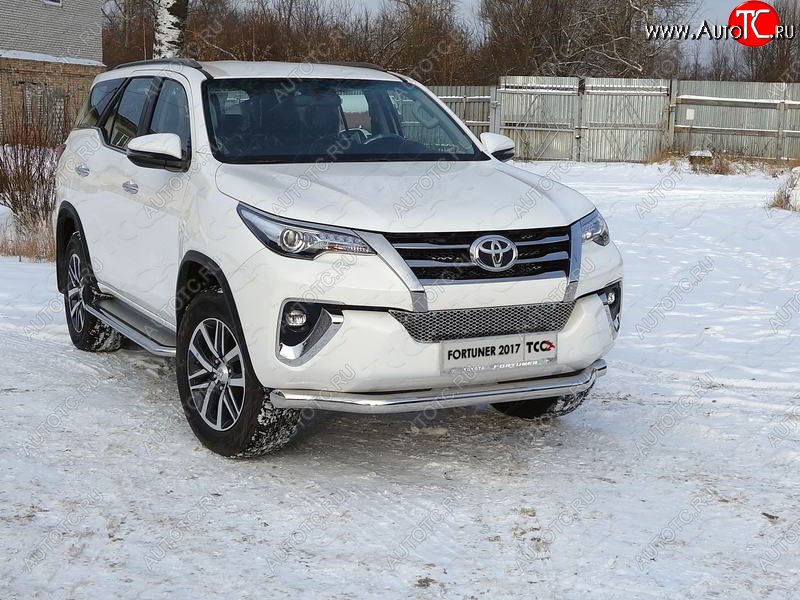 26 499 р. Защита переднего бампера нижняя 76,1 мм ТСС Тюнинг  Toyota Fortuner  AN160 (2015-2020) дорестайлинг (нержавейка)  с доставкой в г. Краснодар