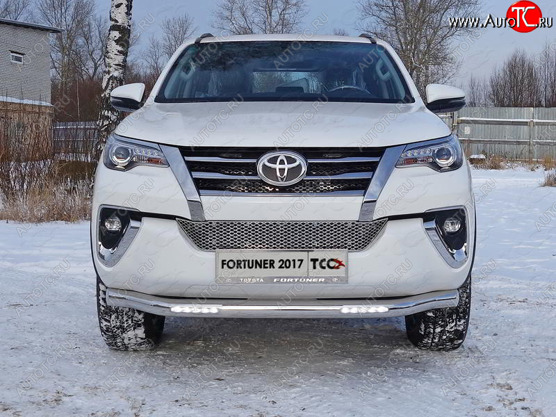 40 649 р. Защита переднего бампера нижняя с ДХО 76,1 мм ТСС Тюнинг  Toyota Fortuner  AN160 (2015-2020) дорестайлинг (нержавейка)  с доставкой в г. Краснодар