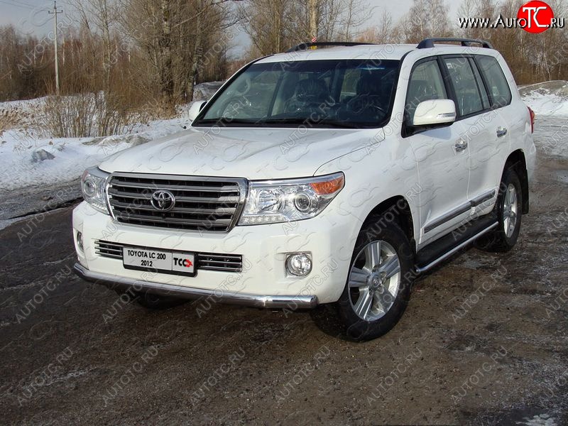 33 749 р. Защита передняя нижняя длинная 75*42 мм ТСС Тюнинг  Toyota Land Cruiser  200 (2012-2015) 1-ый рестайлинг (нержавейка)  с доставкой в г. Краснодар