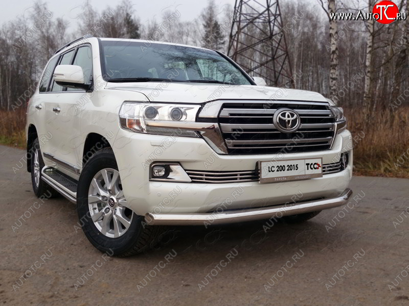 27 999 р. Защита переднего бампера нижняя d76,1 мм (кроме EXECUTIVE) ТСС Тюнинг  Toyota Land Cruiser  200 (2015-2021) 2-ой рестайлинг (нержавейка)  с доставкой в г. Краснодар