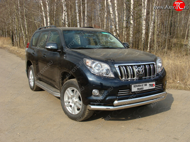 37 649 р. Защита переднего бампера нижняя d76,1*75 мм ТСС Тюнинг  Toyota Land Cruiser Prado  J150 (2009-2013) дорестайлинг (нержавейка)  с доставкой в г. Краснодар