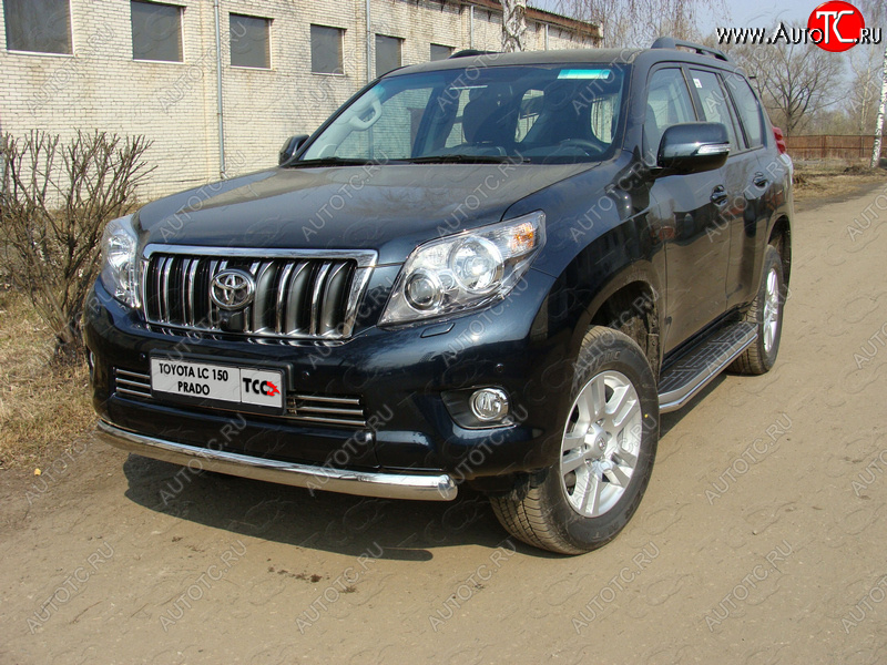 24 999 р. Защита переднего бампера нижняя 75*42 мм ТСС Тюнинг  Toyota Land Cruiser Prado  J150 (2009-2013) дорестайлинг (нержавейка)  с доставкой в г. Краснодар