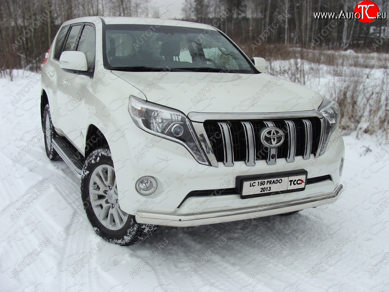 28 999 р. Защита переднего бампера нижняя 75*42 мм ТСС Тюнинг  Toyota Land Cruiser Prado  J150 (2013-2017) 1-ый рестайлинг (нержавейка)  с доставкой в г. Краснодар