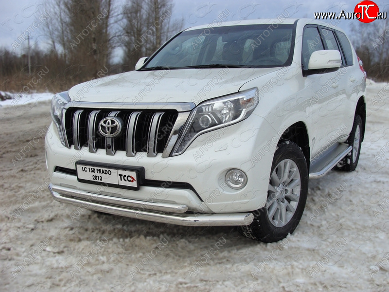 38 949 р. Защита переднего бампера нижняя d76,1*50,8 мм ТСС Тюнинг  Toyota Land Cruiser Prado  J150 (2013-2017) 1-ый рестайлинг (нержавейка)  с доставкой в г. Краснодар