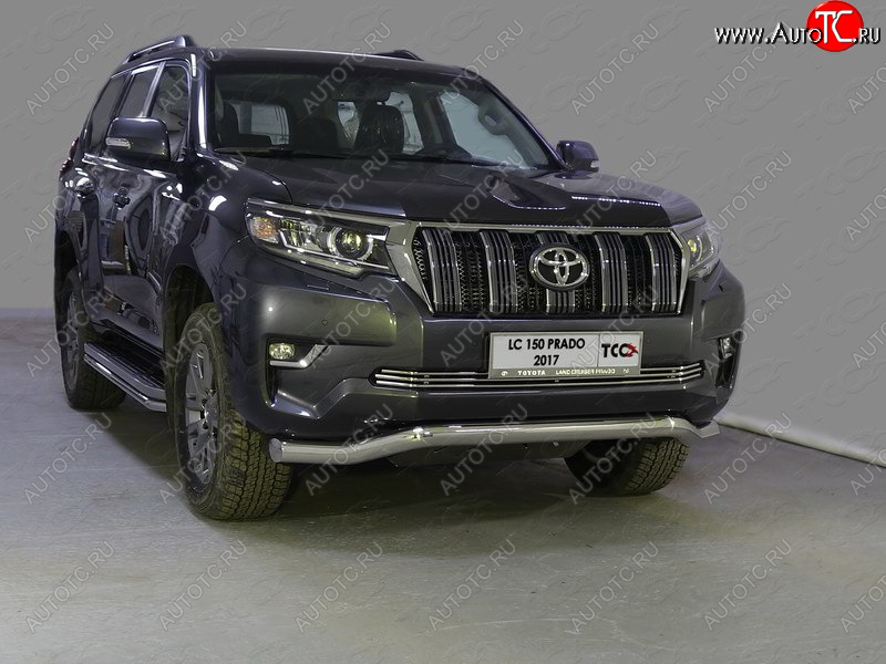 29 599 р. Защита переднего бампера волна d76,1 мм ТСС Тюнинг Toyota Land Cruiser Prado J150 2-ой рестайлинг (2017-2020) (нержавейка)  с доставкой в г. Краснодар