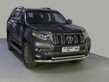 36 299 р. Защита передняя нижняя двойная 76,1*50,8 мм Тюнинг  Toyota Land Cruiser Prado  J150 (2017-2020) 2-ой рестайлинг (нержавейка)  с доставкой в г. Краснодар. Увеличить фотографию 1