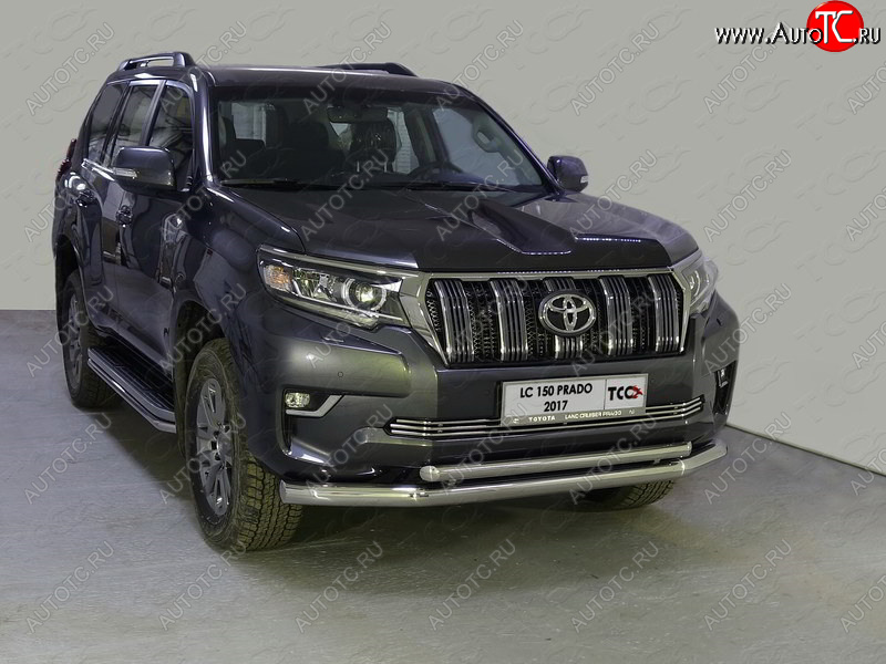 36 299 р. Защита передняя нижняя двойная 76,1*50,8 мм Тюнинг  Toyota Land Cruiser Prado  J150 (2017-2020) 2-ой рестайлинг (нержавейка)  с доставкой в г. Краснодар