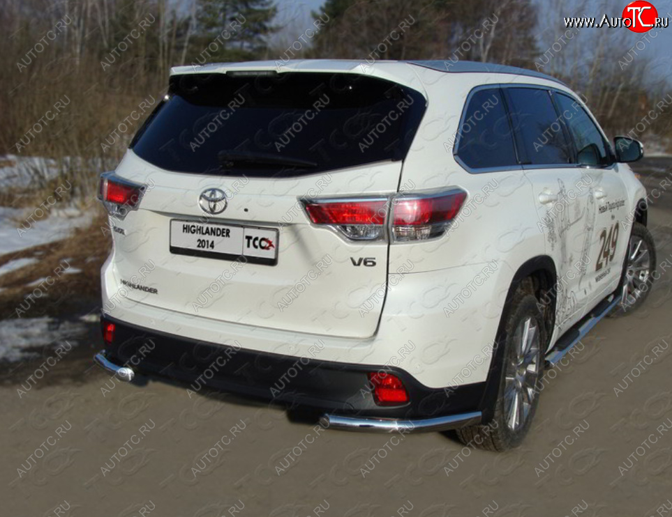 19 549 р. Защита заднего бампера (уголки, d60,3 мм) TCC  Toyota Highlander  XU50 (2013-2017) дорестайлинг  с доставкой в г. Краснодар