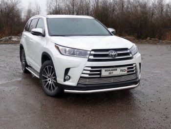 Защита переднего бампера нижняя d60,3 мм ТСС Тюнинг Toyota (Тойота) Highlander (Хайлэндер)  XU50 (2016-2020) XU50 рестайлинг  (нержавейка)