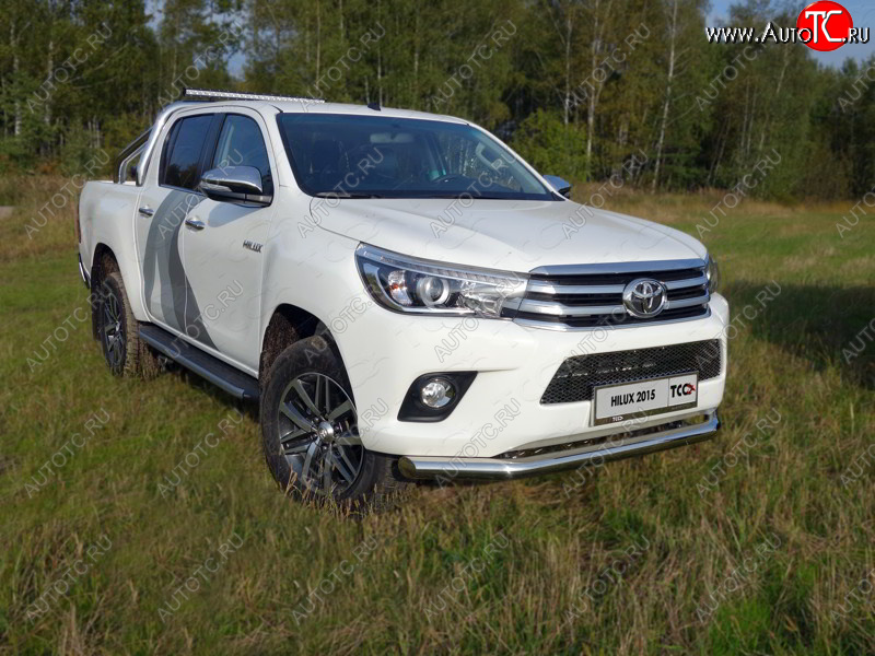 22 999 р. Защита переднего бампера нижняя d76,1 мм ТСС Тюнинг Toyota Hilux AN120 дорестайлинг (2016-2020) (нержавейка)  с доставкой в г. Краснодар