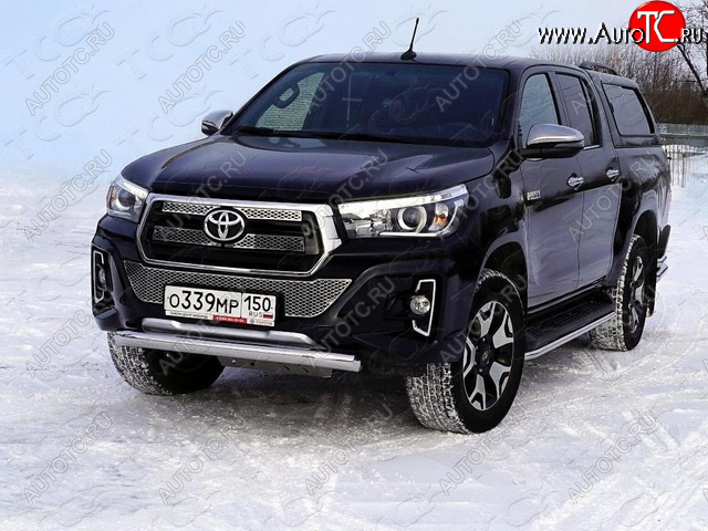 20 899 р. Защита переднего бампера нижняя 76,1 мм ТСС Тюнинг  Toyota Hilux  AN120 (2016-2020) дорестайлинг, 1-ый рестайлинг (нержавейка)  с доставкой в г. Краснодар