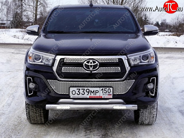 39 699 р. Защита переднего бампера нижняя с ДХО 76,1 мм ТСС Тюнинг  Toyota Hilux  AN120 (2017-2020) 1-ый рестайлинг (нержавейка)  с доставкой в г. Краснодар