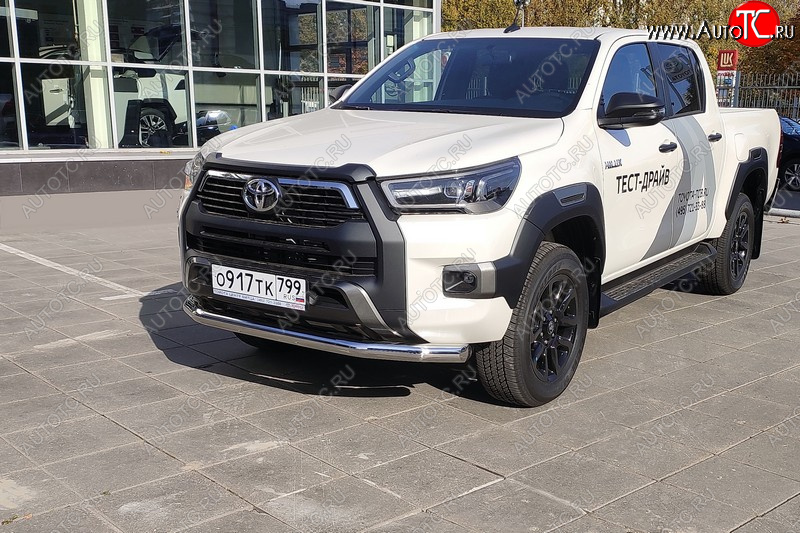 22 599 р. Защита переднего бампера нижняя 76,1 мм ТСС Тюнинг  Toyota Hilux  AN120 (2020-2024) 2-ой рестайлинг (нержавейка)  с доставкой в г. Краснодар