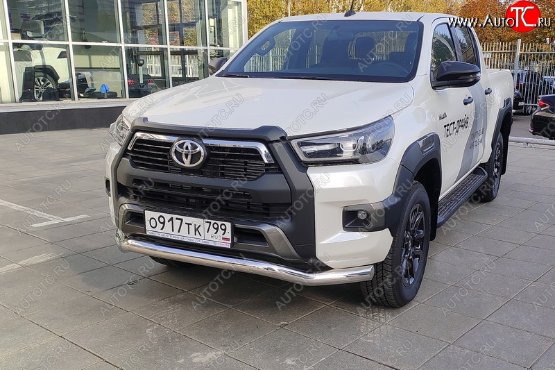 26 699 р. Защита переднего бампера волна d76,1 мм ТСС Тюнинг  Toyota Hilux  AN120 (2020-2024) 2-ой рестайлинг (нержавейка)  с доставкой в г. Краснодар