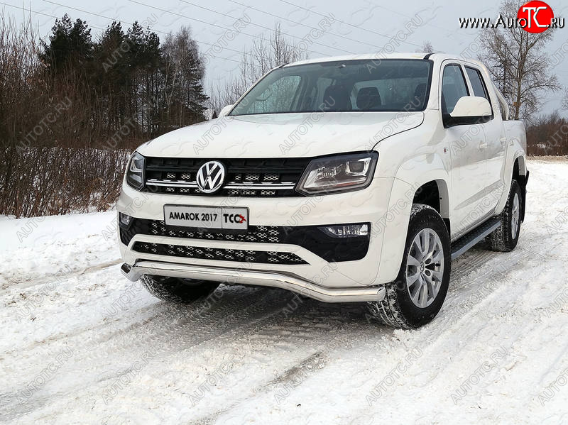 24 949 р. Защита переднего бампера кенгурин 76,1 мм ТСС Тюнинг Volkswagen Amarok рестайлинг (2016-2022) (нержавейка)  с доставкой в г. Краснодар