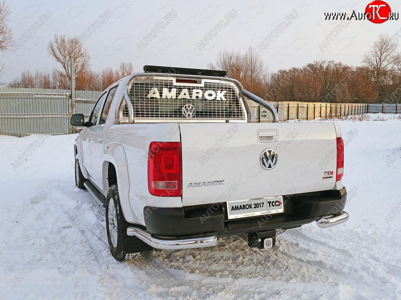 26 699 р. Защита задняя (уголки, нержавейка 76,1 мм) ТСС Тюнинг Volkswagen Amarok рестайлинг (2016-2022)  с доставкой в г. Краснодар