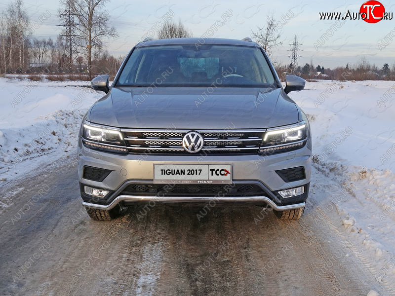 16 549 р. Защита переднего бампера нижняя d42,4 мм ТСС Тюнинг Volkswagen Tiguan Mk2 дорестайлинг (2016-2020) (нержавейка)  с доставкой в г. Краснодар