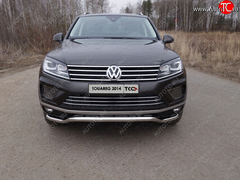 27 999 р. Защита передняя нижняя кенгурин 60,3 мм ТСС Тюнинг Volkswagen Touareg NF рестайлинг (2014-2018) (нержавейка)  с доставкой в г. Краснодар