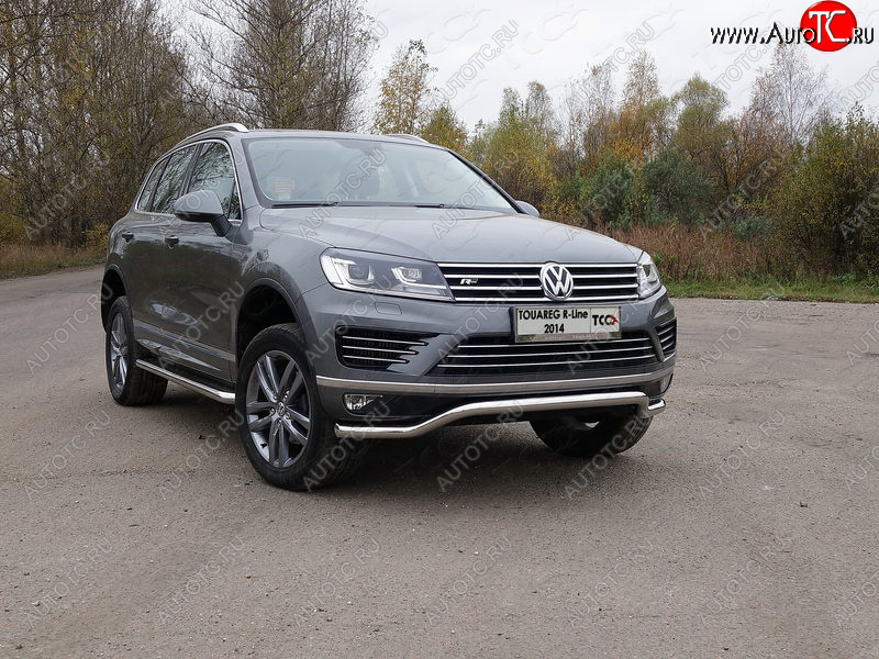 27 999 р. Защита передняя нижняя кенгурин 60,3 мм R-Line ТСС Тюнинг Volkswagen Touareg NF рестайлинг (2014-2018) (нержавейка)  с доставкой в г. Краснодар