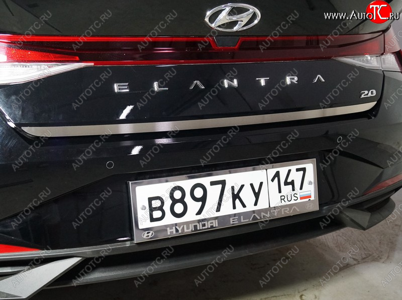 2 099 р. Накладка на заднюю дверь, ТСС Тюнинг  Hyundai Elantra  CN7 (2020-2023) (Лист шлифованный)  с доставкой в г. Краснодар