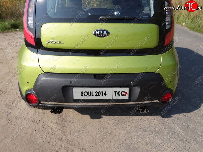 1 039 р. Накладка на задний бампер, ТСС Тюнинг  KIA Soul  PS (2014-2016) дорестайлинг (лист шлифованный)  с доставкой в г. Краснодар