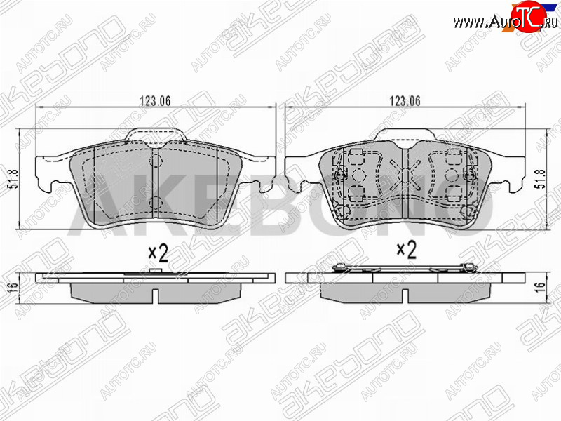 2 499 р. Колодки тормозные задние RH-LH SAT Ford Focus 2  седан дорестайлинг (2004-2008)  с доставкой в г. Краснодар