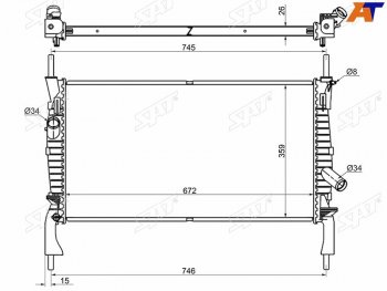 7 249 р. Радиатор (пластинчатый, 2.2TD/2.3/2.4TD, МКПП) SAT Ford Transit цельнометаллический фургон (2006-2014)  с доставкой в г. Краснодар. Увеличить фотографию 1