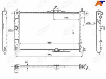 3 699 р. Радиатор охлаждающей жидкости SAT  Daewoo Nexia ( дорестайлинг,  рестайлинг) (1995-2015)  с доставкой в г. Краснодар. Увеличить фотографию 2
