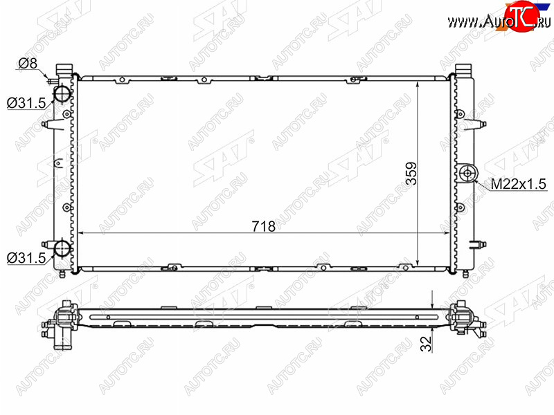 5 399 р. Радиатор охлаждающей жидкости SAT   Volkswagen Caravelle  T4 - Transporter  T4  с доставкой в г. Краснодар