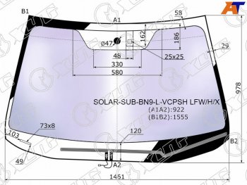 Стекло лобовое (Атермальное Обогрев щеток Датчик дождя) XYG Subaru Outback BS/B15 дорестайлинг универсал (2014-2018)