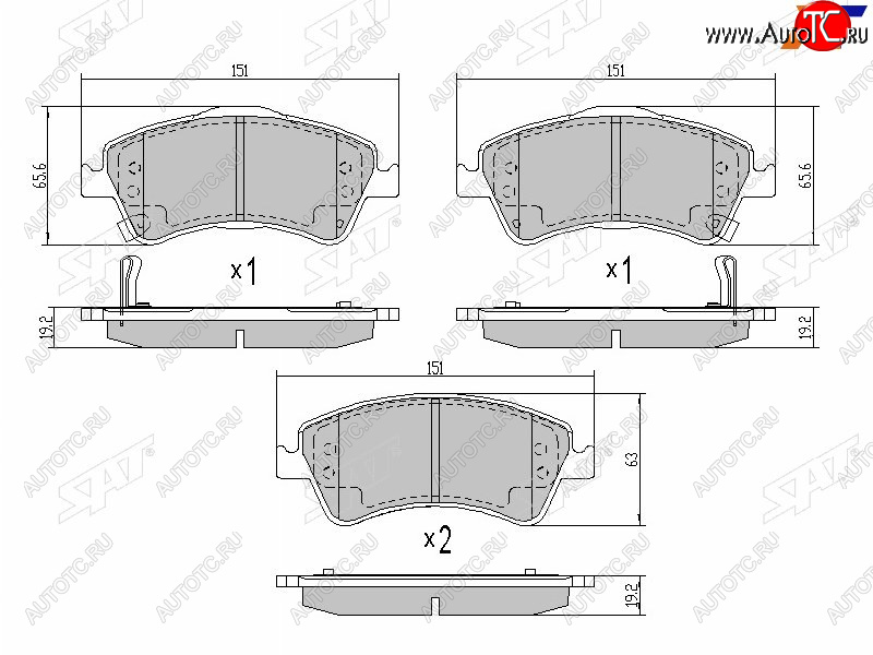 1 459 р. Колодки тормозные передние FR-FL SAT Toyota Avensis T270 универсал дорестайлинг (2008-2011)  с доставкой в г. Краснодар