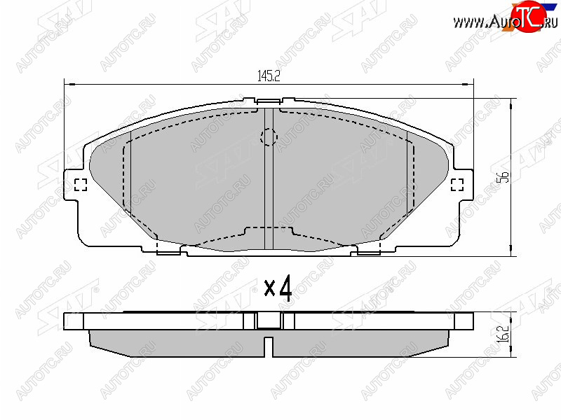 1 439 р. Колодки тормозные перед FL-FR SAT  Toyota Hiace ( Y100,  H200,  H300) - Hiace Regius  с доставкой в г. Краснодар