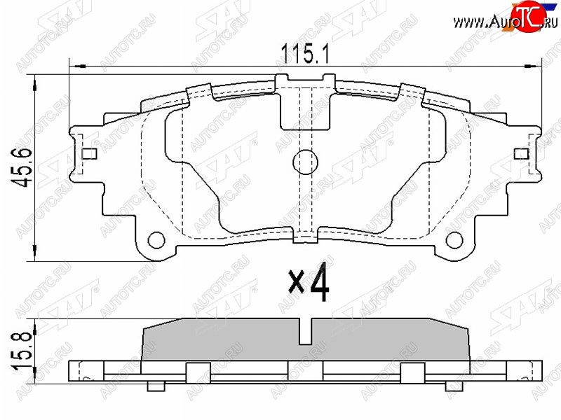 839 р. Колодки тормозные задние RH-LH SAT  Lexus RX350 ( XU30,  AL10,  AL20) (2003-2019), Lexus RX450  AL20 (2015-2019), Toyota Highlander ( XU50,  XU70) (2013-2024)  с доставкой в г. Краснодар