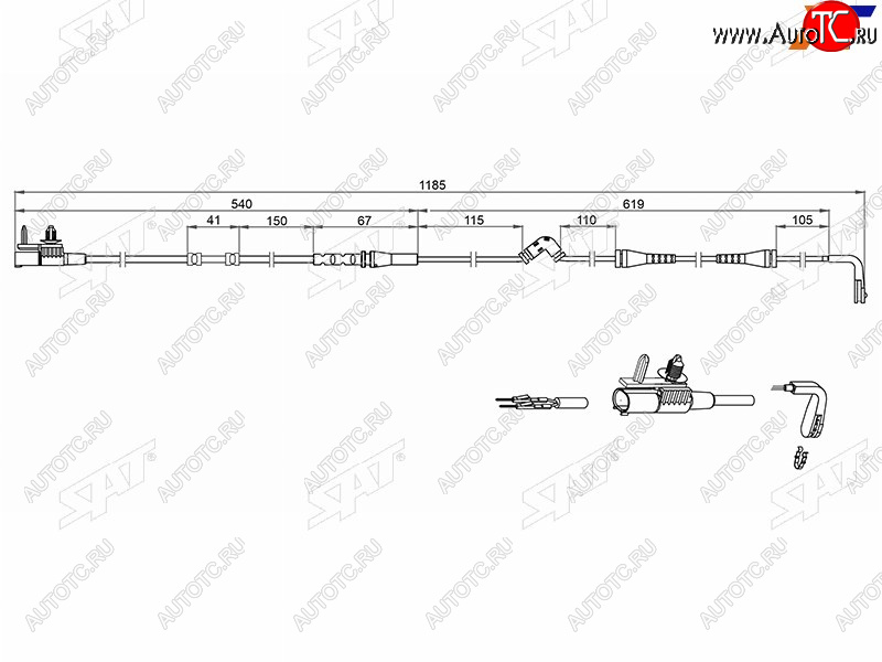 519 р. Датчик износа передних тормозных колодок SAT Land Rover Range Rover Sport 2 L494 дорестайлинг (2013-2017)  с доставкой в г. Краснодар