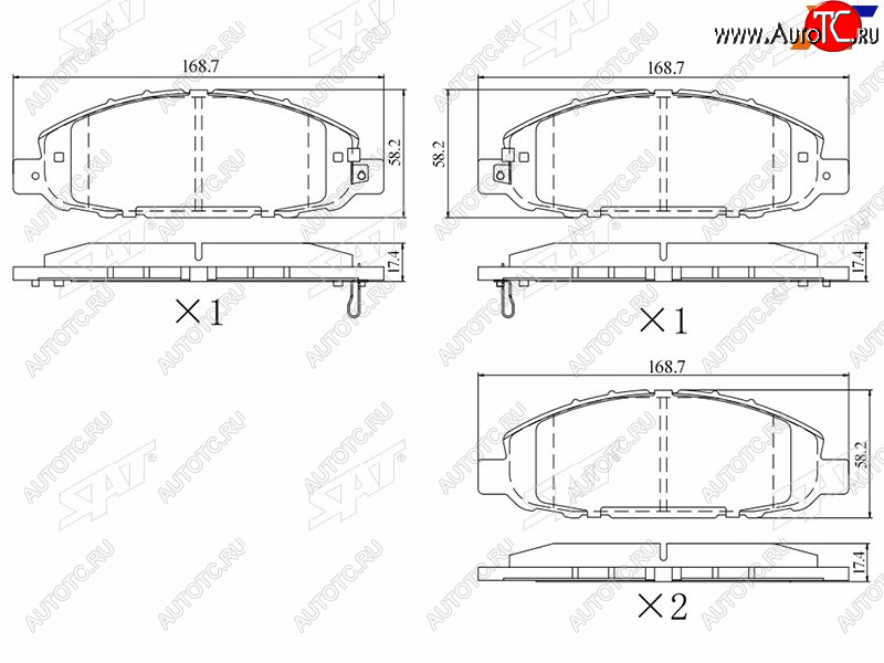 2 099 р. Колодки тормозные передние FL-FR SAT Nissan Atlas F24 правый руль (2007-2021)  с доставкой в г. Краснодар