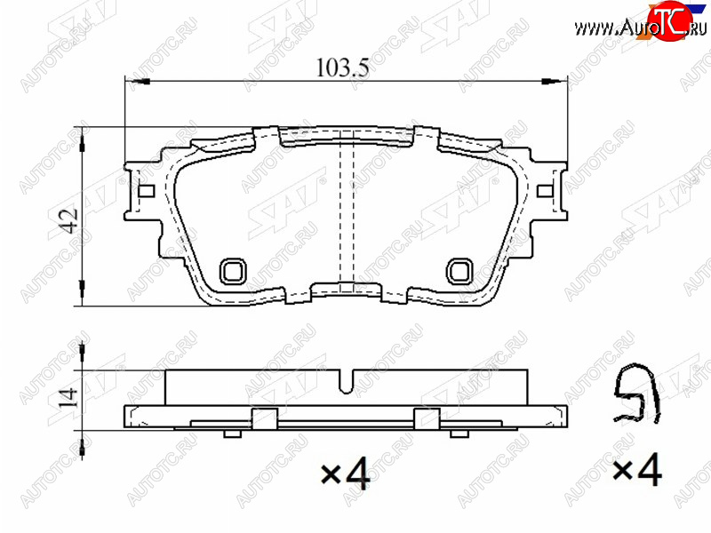 1 049 р. Колодки тормозные барабанные задние LH-RH SAT  Mitsubishi Eclipse Cross  GK - Outlander  GF  с доставкой в г. Краснодар