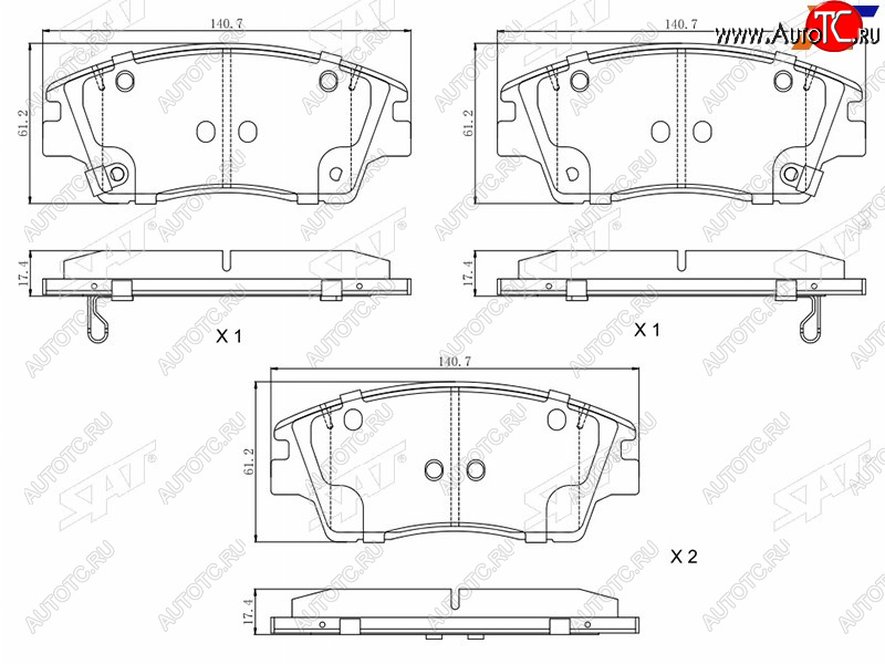 1 379 р. Колодки тормозные FR SAT   Hyundai IX35 ( LM,  NU) (2013-2024), Hyundai Tucson ( TL,  NX4) (2015-2022), KIA Sportage ( 4 QL,  5 NQ5) (2016-2024)  с доставкой в г. Краснодар