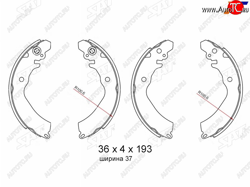 1 299 р. Колодки тормозные барабанные задние RH-LH SAT  Mitsubishi Carisma - Lancer ( 7,  8)  с доставкой в г. Краснодар