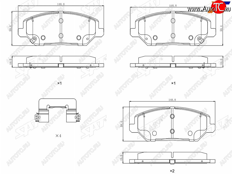 2 259 р. Колодки тормозные передние FR-FL SAT  Hyundai I30 FD хэтчбек дорестайлинг (2007-2010)  с доставкой в г. Краснодар