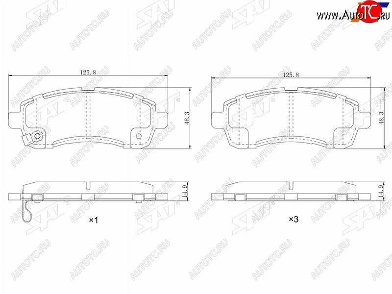 1 369 р. Колодки тормозные перед FL-FR SAT Mazda 2/Demio DE дорестайлинг (2007-2011)  с доставкой в г. Краснодар