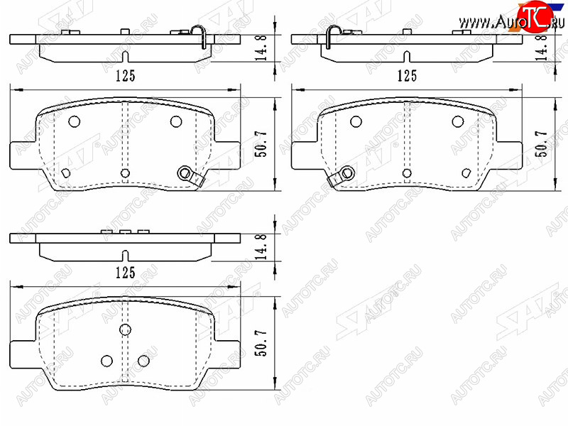 1 239 р. Колодки тормозные задние RH-LH SAT  Hyundai Santa Fe  TM (2018-2022), KIA Sorento  MQ4 (2020-2022)  с доставкой в г. Краснодар