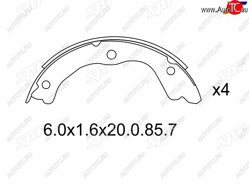 1 399 р. Колодки барабанные задние RH-LH SAT  Nissan Primera ( 3 седан,  3 универсал) - X-trail  1 T30  с доставкой в г. Краснодар