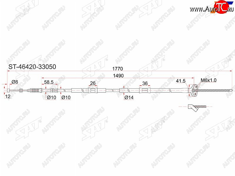 1 449 р. Трос ручника LH 2WD SAT  Toyota Camry Gracia  XV20 (1996-2001) седан, универсал  с доставкой в г. Краснодар