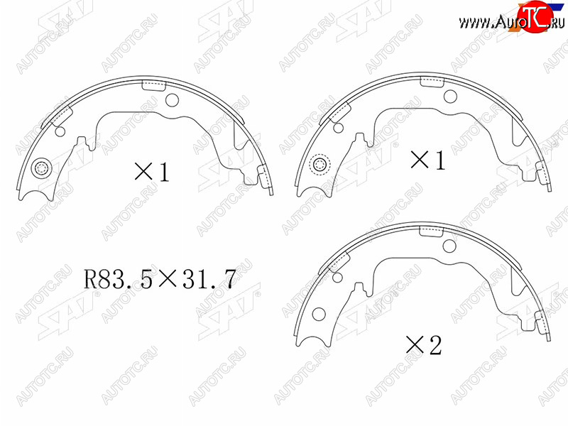 1 869 р. Колодки барабанные задние RH-LH SAT  Mitsubishi ASX - Lancer  10  с доставкой в г. Краснодар