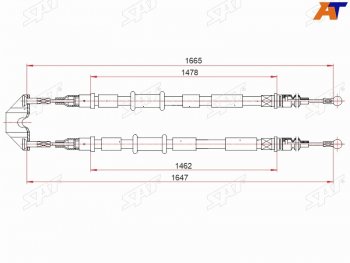 Трос ручного тормоза SAT Opel (Опель) Astra (Астра) ( H,  H GTC) (2004-2015) H, H GTC седан дорестайлинг, универсал, хэтчбек 3 дв. дорестайлинг, хэтчбек 5дв дорестайлинг, хэтчбек 3 дв. рестайлинг, седан рестайлинг, универсал рестайлинг, хэтчбек 5дв рестайлинг