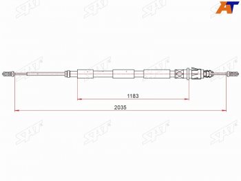 Трос ручного тормоза LH-RH SAT CITROEN (Ситроен) C4 (С4) (2004-2011), Peugeot (Пежо) 307 ( универсал,  хэтчбэк 3 дв.,  хэтчбэк 5 дв.) (2001-2008)