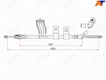 Трос ручного тормоза LH SAT Nissan (Нисан) Qashqai +2 (Кашкай)  1 (2008-2014) 1 J10 дорестайлинг, J10 рестайлинг