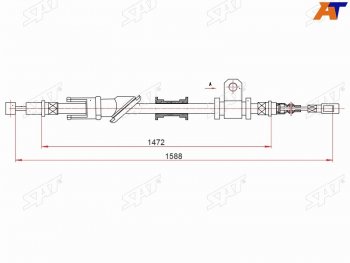 Трос ручного тормоза RH SAT Mitsubishi Lancer 8 дорестайлинг седан (1995-1997)