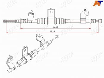 Трос ручного тормоза SAT Mitsubishi (Митсубиси) Outlander (Аутлэндэр)  CW0W (2005-2012) CW0W дорестайлинг, рестайлинг